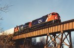 Manifest cruises east on the Oliver Bridge approach